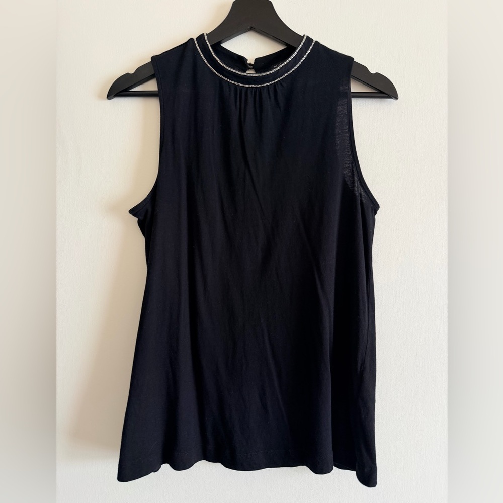 Banana Republic Black Tank Top with Silver Beaded Accents